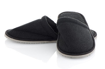 Image showing A pair of grey slippers