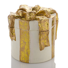 Image showing Christmas decorative white gift box 
