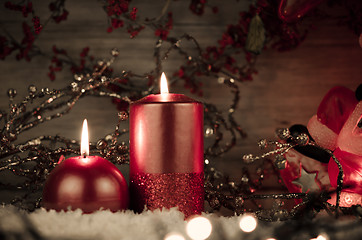 Image showing Two candles Christmas decoration