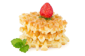 Image showing Waffles and strawberry