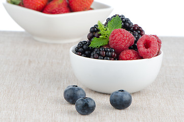 Image showing Bowl of berries fruits 