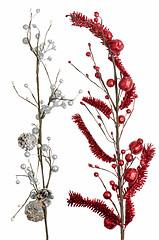 Image showing Red and silver Christmas decoration