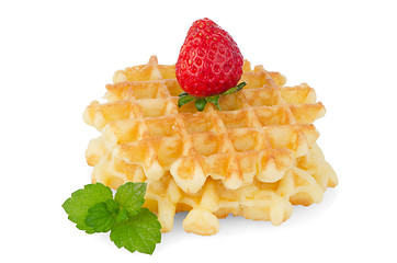 Image showing Waffles and strawberry