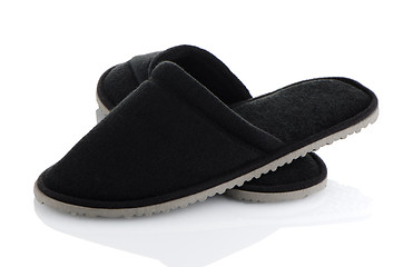 Image showing A pair of grey slippers