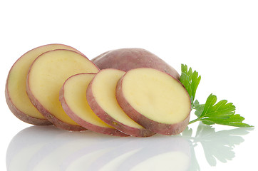 Image showing Red sliced potatoes