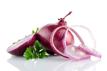 Image showing Red sliced onion