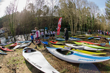 Image showing Kayaks on land