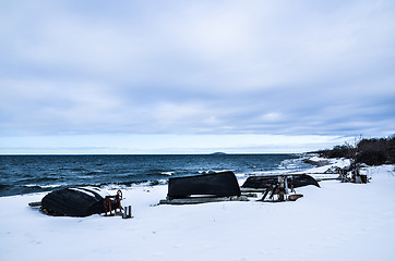 Image showing Old rowing boats