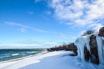 Image showing Coast with limestone cliffs