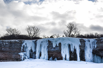 Image showing Ice at a limestone cliff