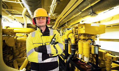 Image showing Engine room worker