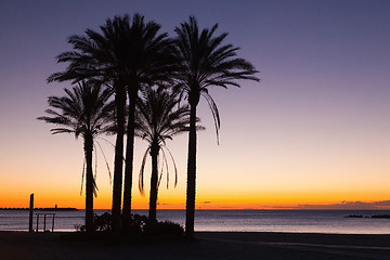 Image showing Sunrise on the Malaga beach