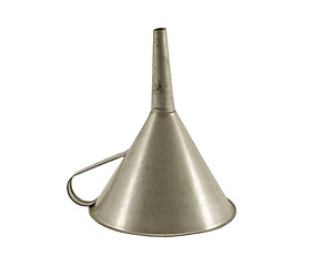 Image showing vintage metallic funnel hopper tool isolated white 