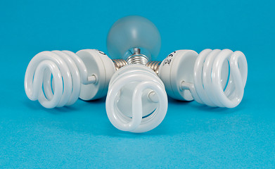 Image showing new fluorescent light incandescent heat bulb 