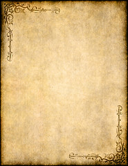 Image showing  old parchment paper texture with ornate design