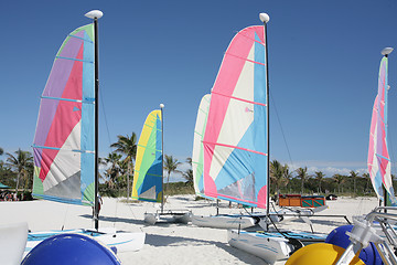 Image showing Yachts in the sand