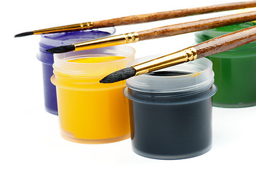 Image showing Watercolors and Brushes