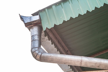 Image showing House roof gutter 