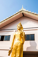 Image showing Standing bronze buddha image statue 