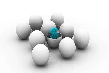 Image showing Investment concept with white egg shells 	
