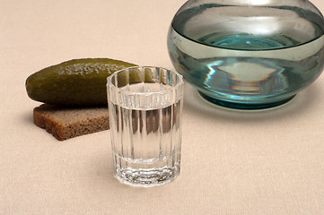 Image showing Vodka and snack.