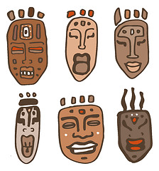 Image showing African Masks set. Vector  Illustration