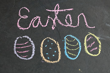 Image showing Easter egg shaped chalk drawings and text