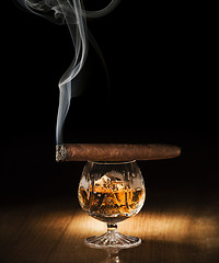 Image showing Cognac and cigar