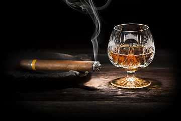Image showing Cognac and cigar