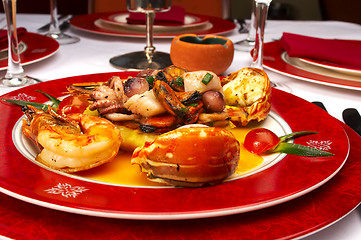 Image showing Tasty dish from sea products at restaurant