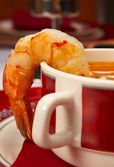 Image showing Tasty soup on a table at restaurant