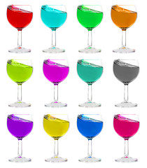 Image showing Multi-coloured wine glasses