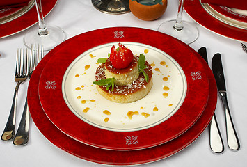 Image showing Tasty dessert on a table at restaurant 