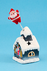 Image showing christmas house santa decoration blue 