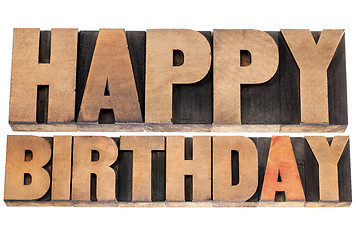 Image showing happy birthday in wood type