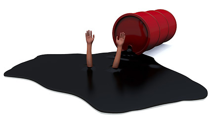 Image showing Hands stick out of fuel oil