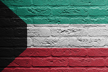 Image showing Brick wall with a painting of a flag, Kuwait