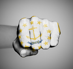 Image showing United states, fist with the flag of Rhode Island