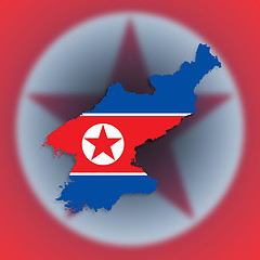 Image showing Map of North Korea with flag inside