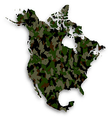 Image showing Map of North America filled with camouflage pattern