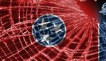 Image showing Broken glass or ice with a flag, Tennessee