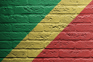 Image showing Brick wall with a painting of a flag, The republic of Congo