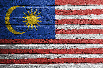 Image showing Brick wall with a painting of a flag, Malaysia