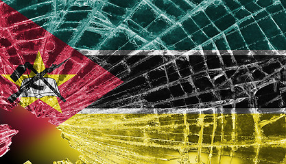 Image showing Broken glass or ice with a flag, Mozambique