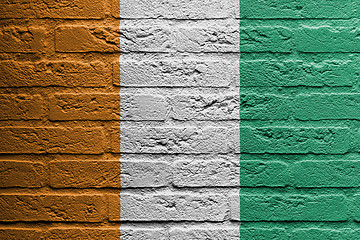 Image showing Brick wall with a painting of a flag, Ivory Coast