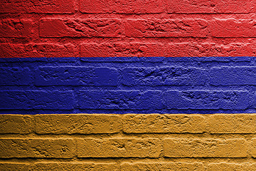 Image showing Brick wall with a painting of a flag, Armenia