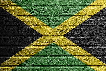 Image showing Brick wall with a painting of a flag, Jamaica