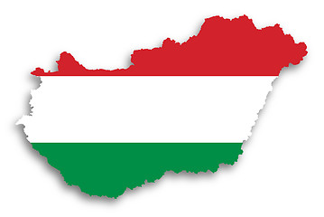 Image showing Map of Hungary filled with flag