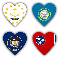 Image showing Flags in the shape of a heart, US states