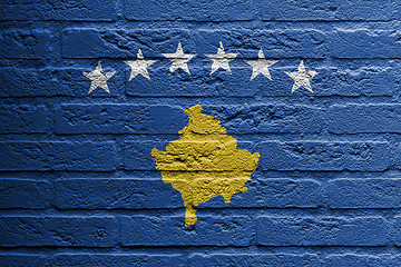 Image showing Brick wall with a painting of a flag, Kosovo